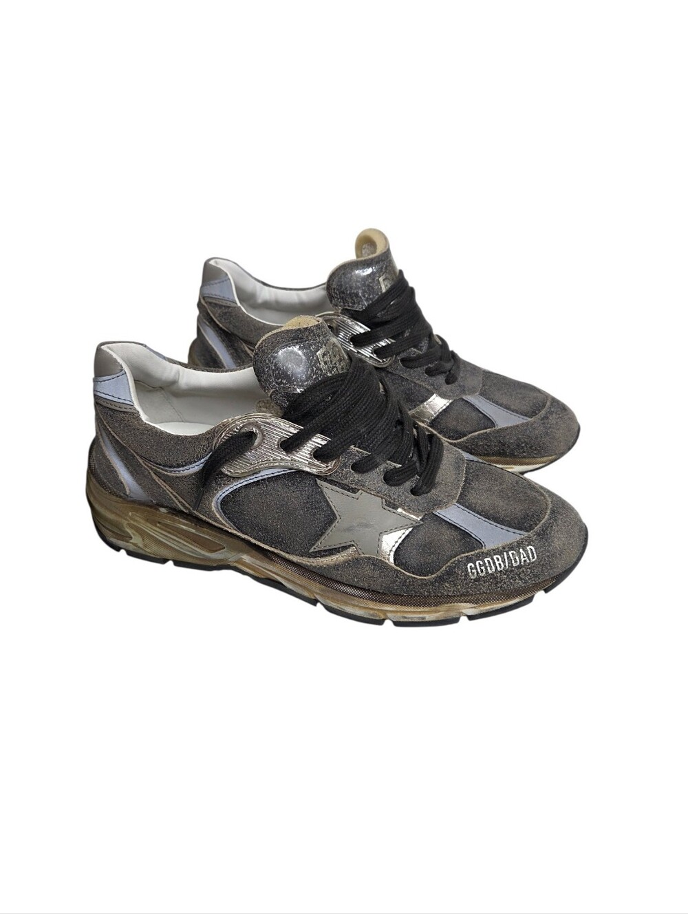 GOLDEN GOOSE DAD-STAR Metallic Gray Sneaker